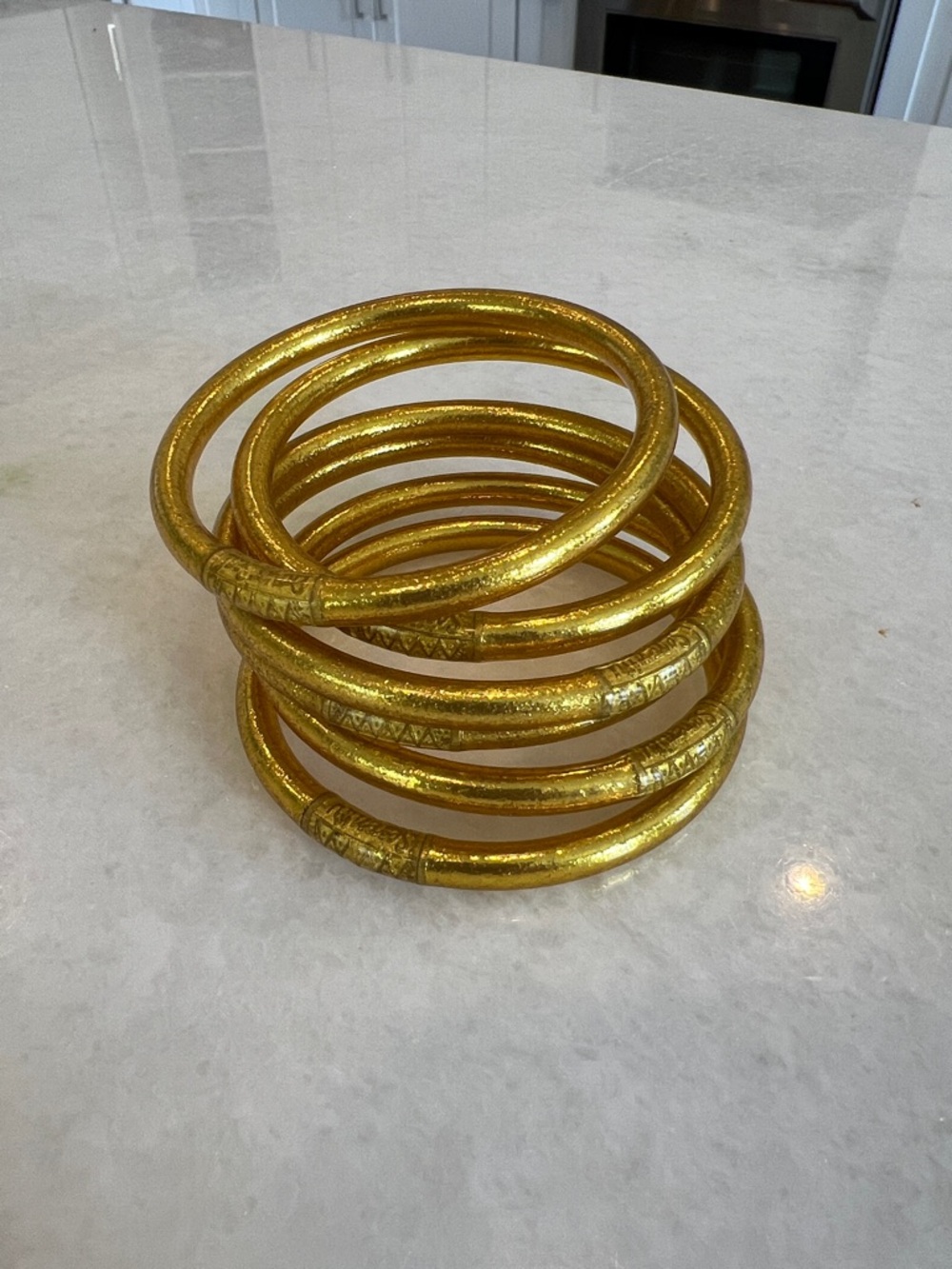 Authentic Budhagirl Gold All Weather Bangles® (Set of 6) - Serenity Prayer